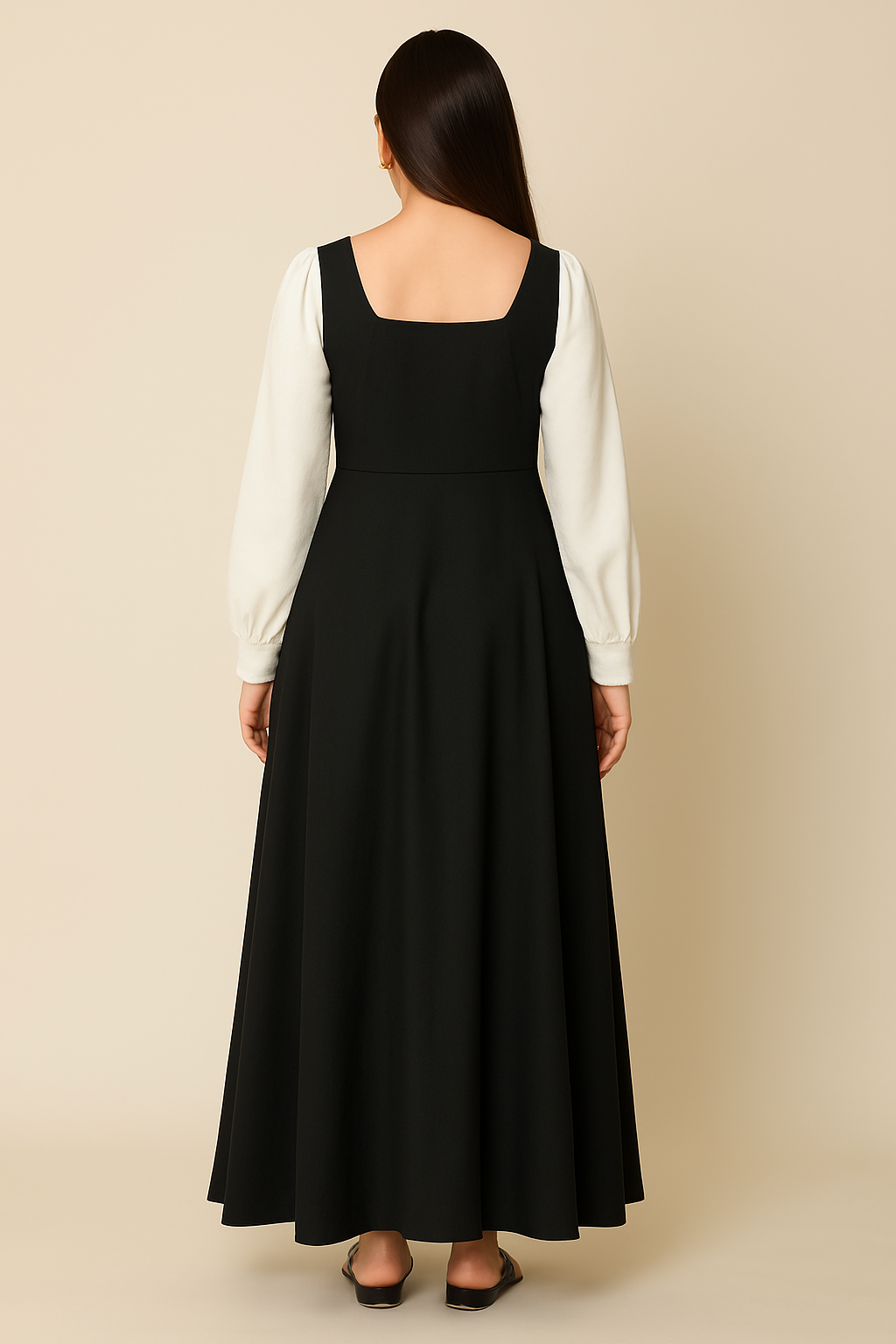 Black Georgette Maxi Frock – 1 Pc Stitched Dress for Women