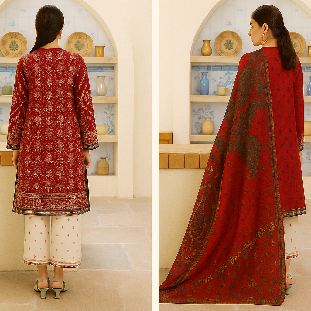 Red Printed Lawn Suit for Women Summer Festive Wear 2025
