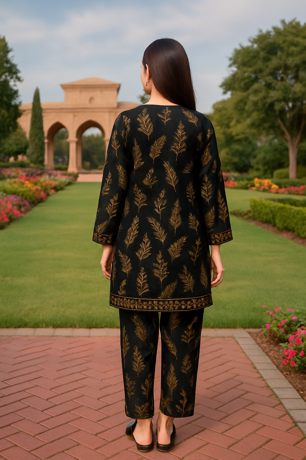 2-Piece Stylish Women's Stitched Printed Shirt and Trouser Set