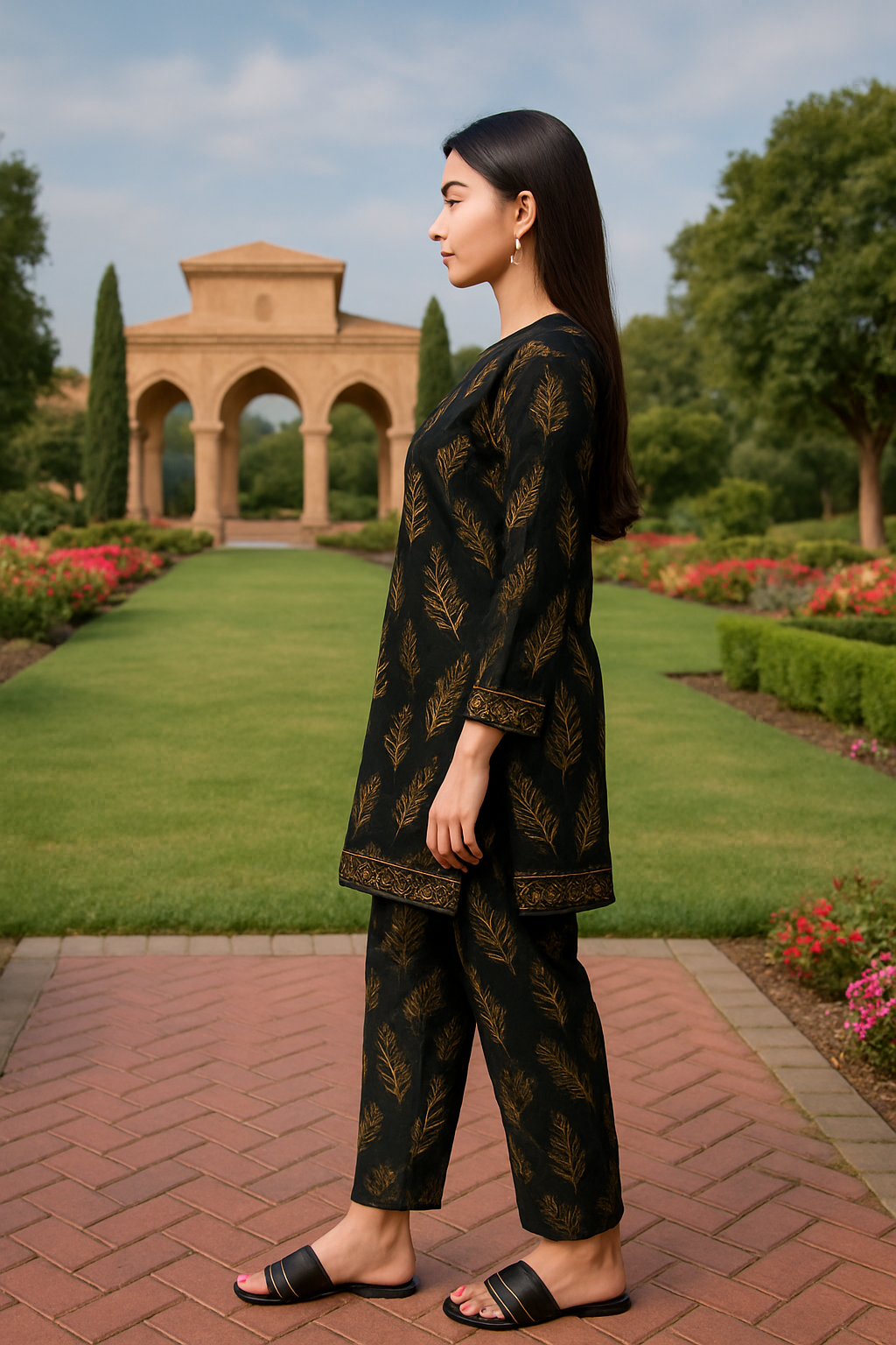 2-Piece Stylish Women's Stitched Printed Shirt and Trouser Set