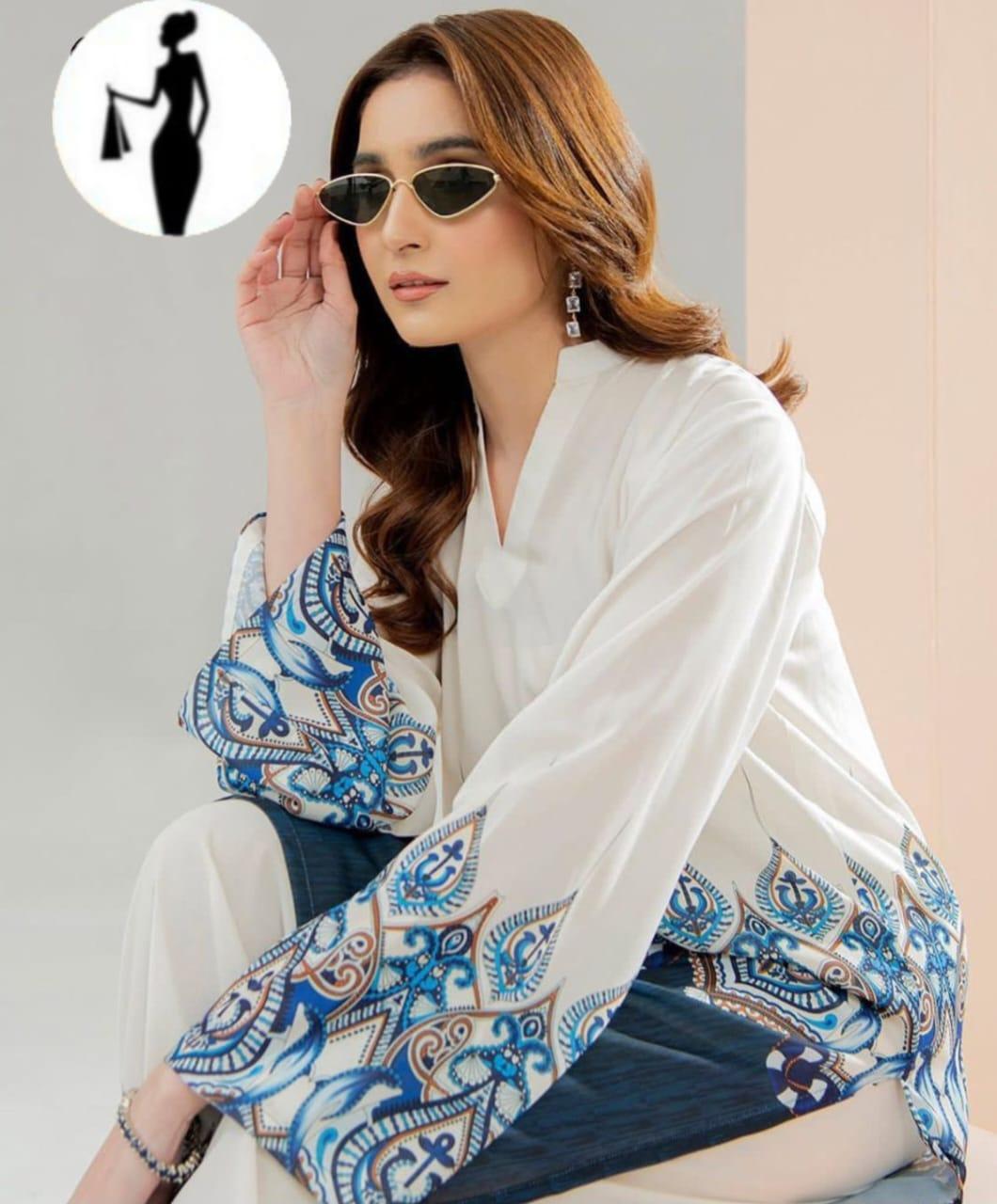 2 Pcs Women's Stitched Swiss Lawn Printed Co-Ord Set