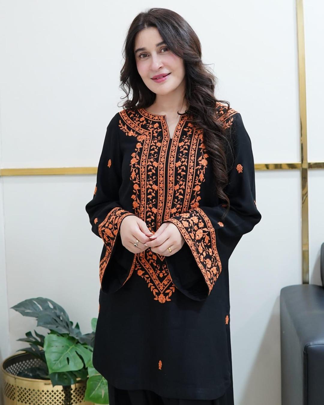 2 Pcs Women's Stitched Embroidered Shirt And Trouser