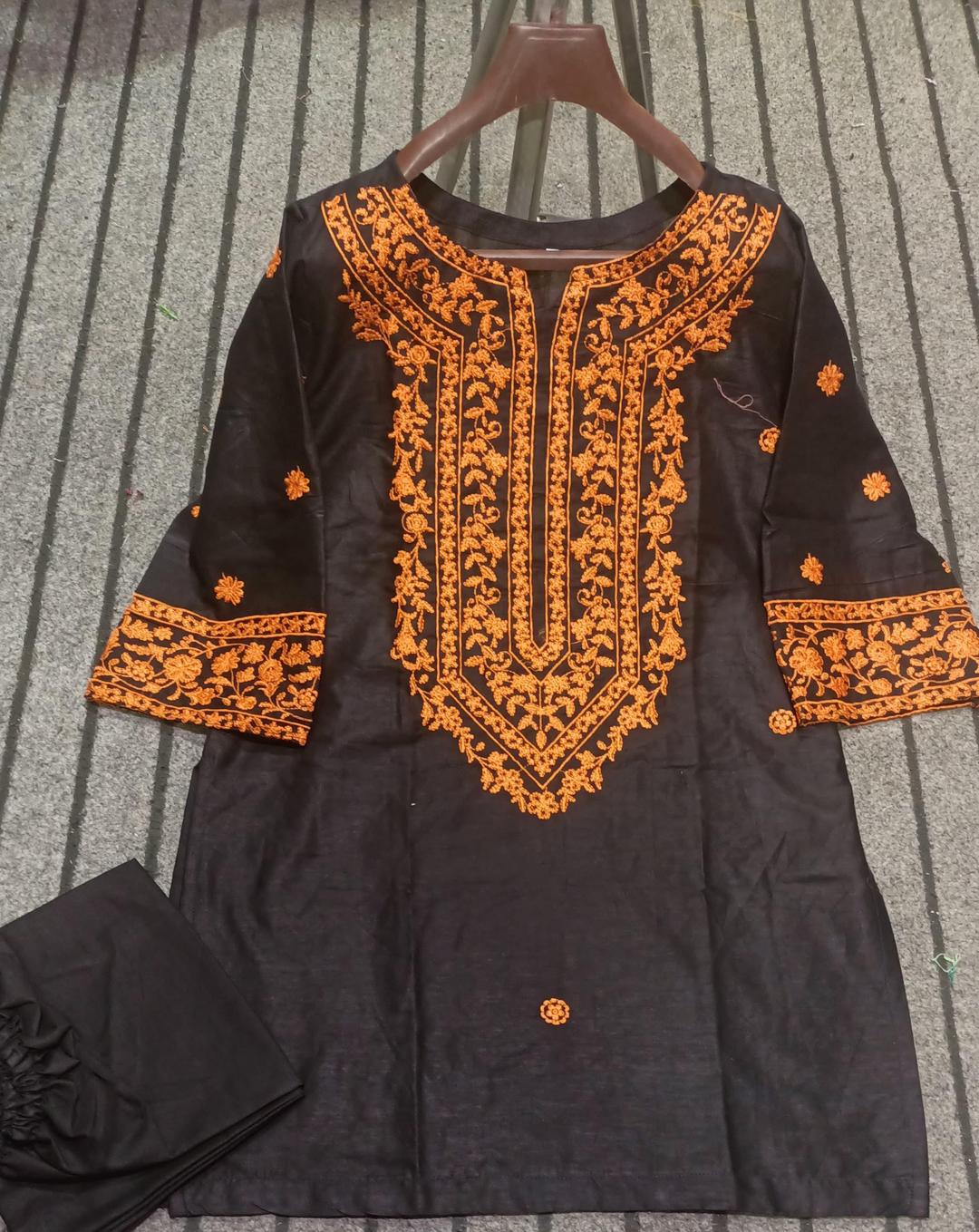 2 Pcs Women's Stitched Embroidered Shirt And Trouser
