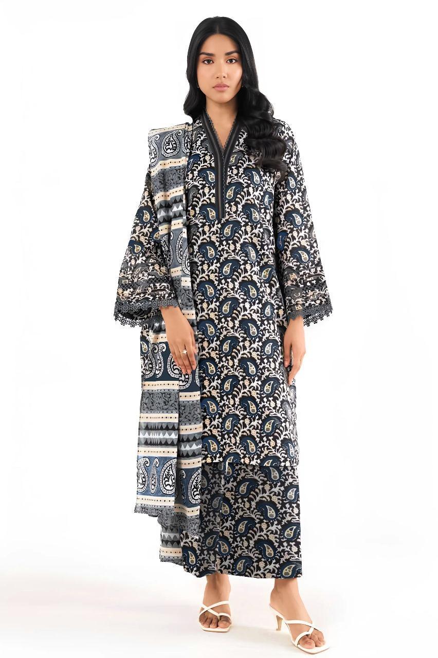 3 Pcs Women's Unstitched Printed Suit