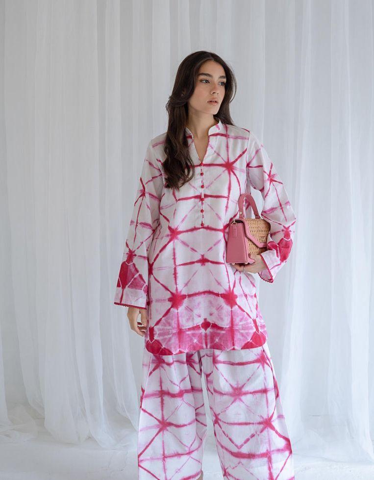 2 Pcs Women's Stitched Swiss Lawn Digital Print Shirt And Trouser