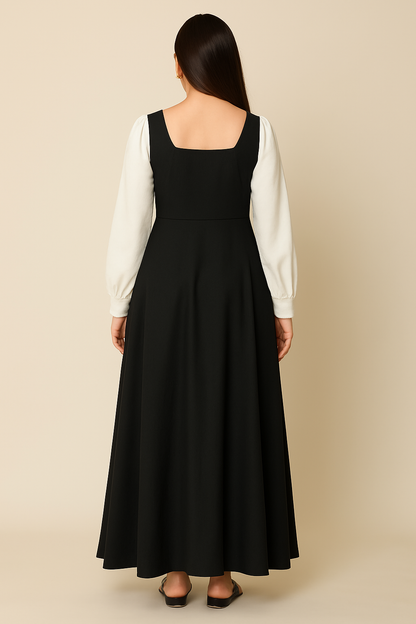 Black Georgette Maxi Frock – 1 Pc Stitched Dress for Women