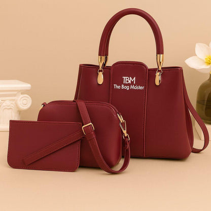 3 Pcs Girl's Rexine Hand Bag Set for Women – Stylish, Durable & Versatile