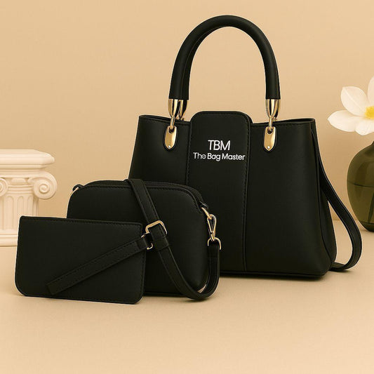 3 Pcs Girl's Rexine Hand Bag Set for Women – Stylish, Durable & Versatile