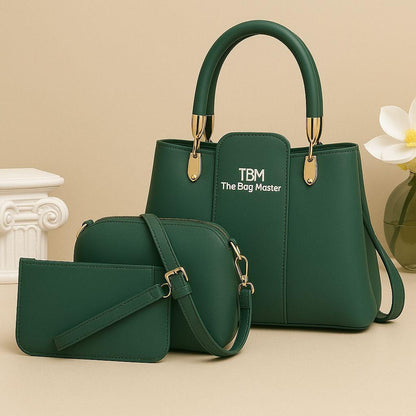 3 Pcs Girl's Rexine Hand Bag Set for Women – Stylish, Durable & Versatile