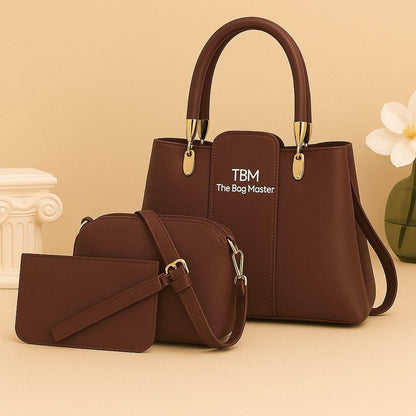 3 Pcs Girl's Rexine Hand Bag Set for Women – Stylish, Durable & Versatile