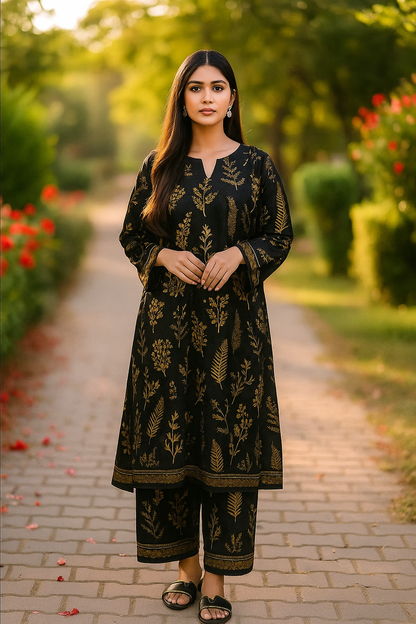 2-Piece Stylish Women's Stitched Printed Shirt and Trouser Set