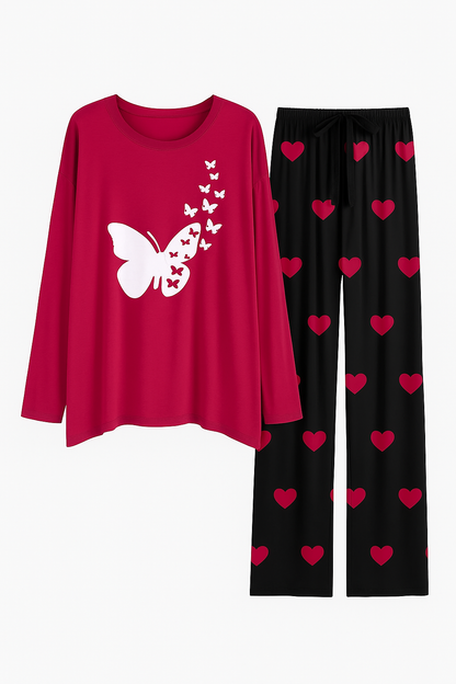 2 Pcs  Night Suit – Cotton Stitched Sleepwear Set for Girls & Ladies