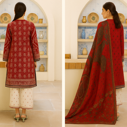 Red Printed Lawn Suit for Women  Summer Festive Wear 2025
