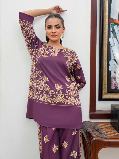 2 Pcs Women's Stitched Shamoz Silk Printed Co-Ord Set