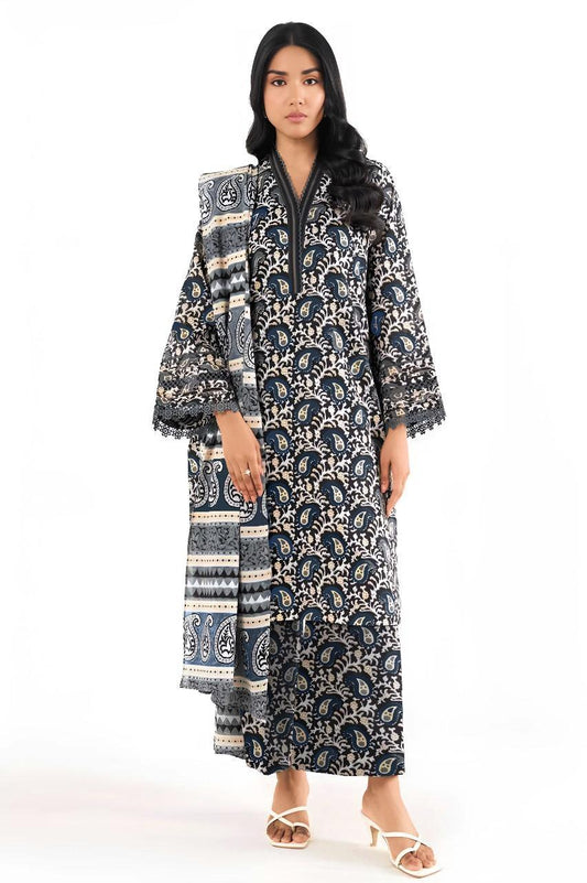 3 Pcs Women's Unstitched Printed Suit