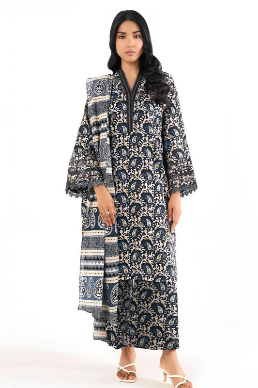 3 Pcs Women's Unstitched Printed Suit