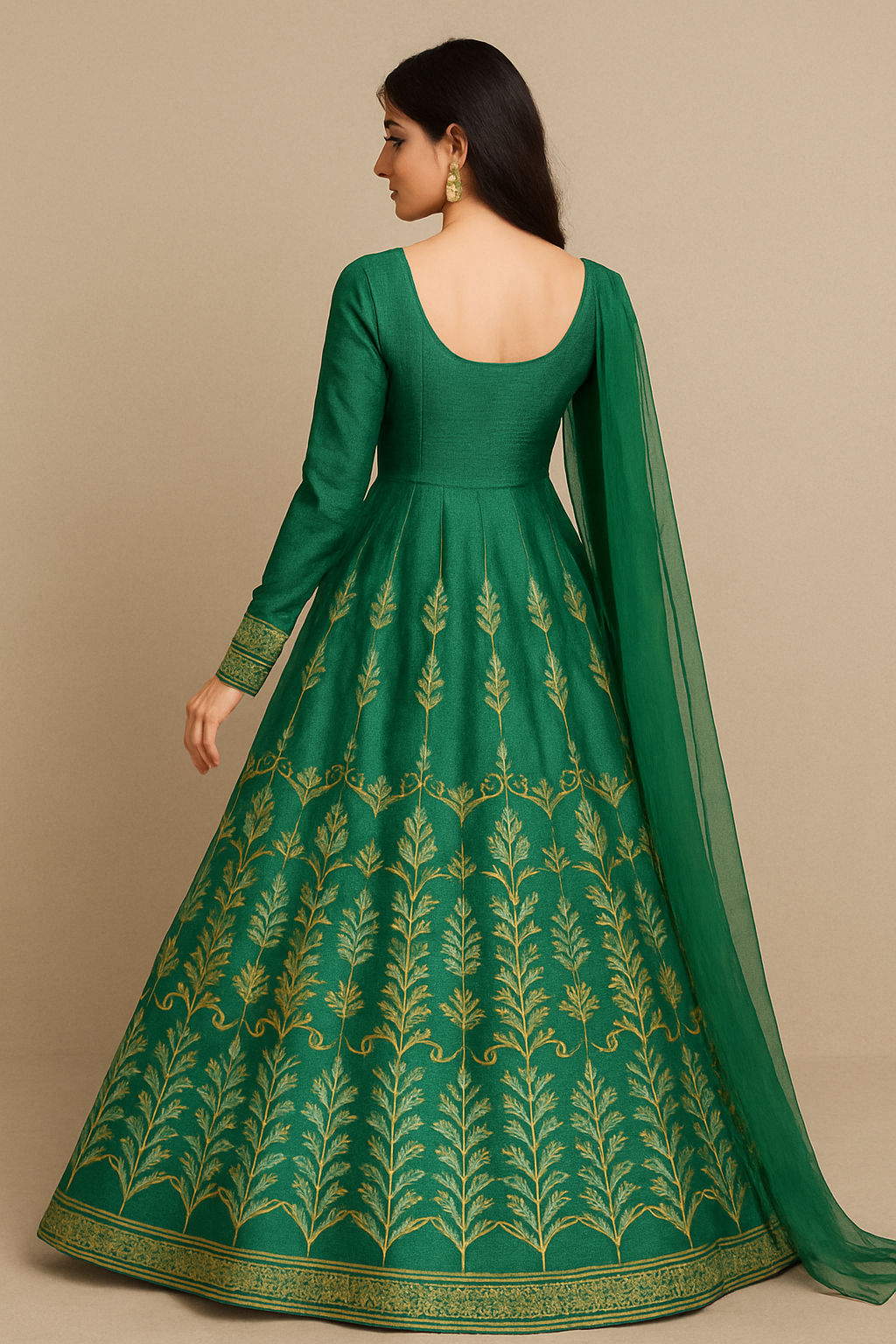 3 Pc Women’s Stitched Silk Embroidered Maxi Suit  Maxi, Dupatta & Trouser