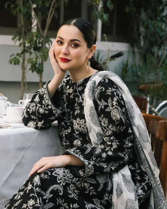 3 Pc Unstitched Embroidered Lawn Suit for Women  Latest 2025 Designs